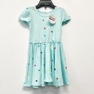 Dot Dot Smile Girls Aqua Blue Polka Dot Cap Short Sleeve Dress Size 12-24M